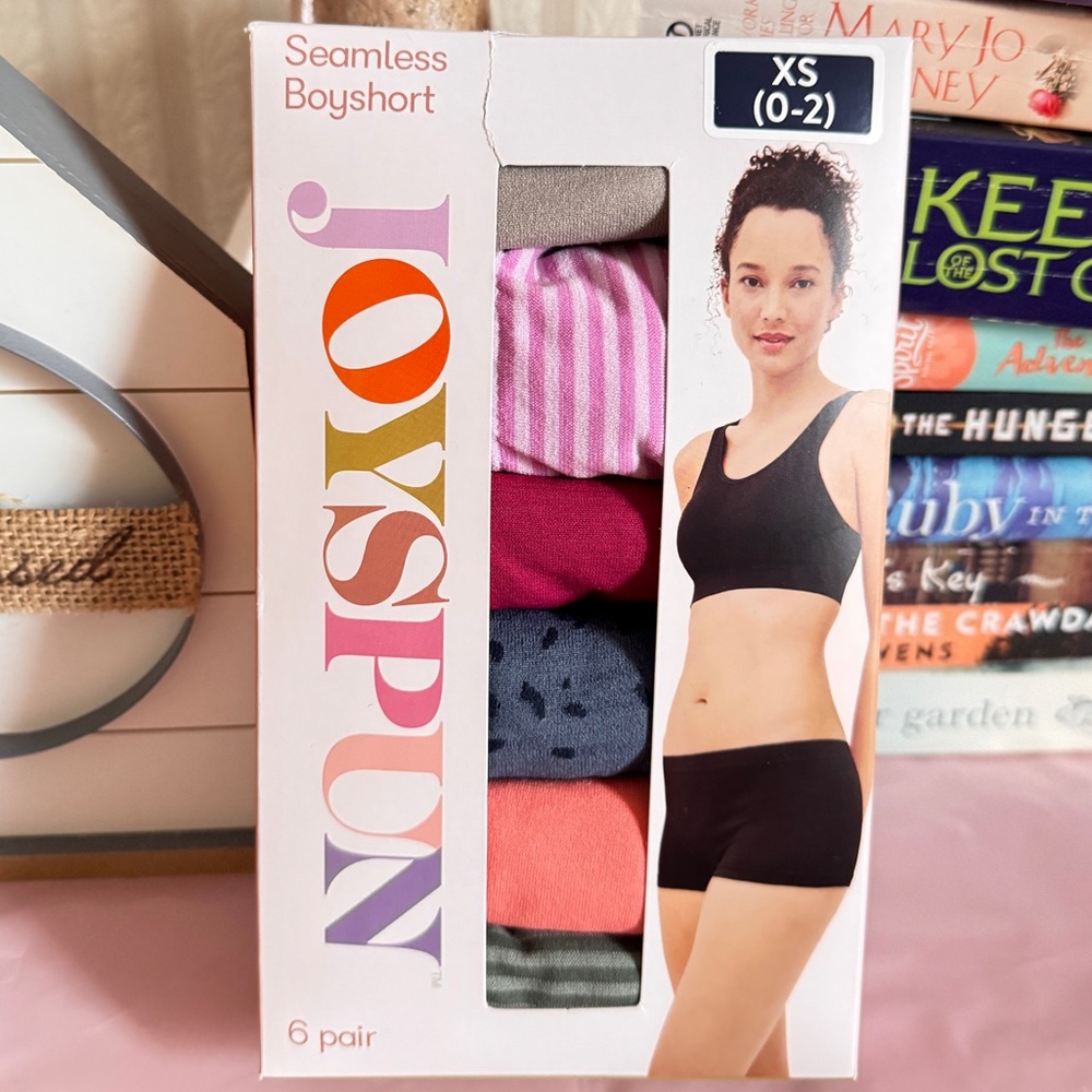 Joyspun Women's Seamless Boyshort Panties, 6-Pack, XS (0-2)